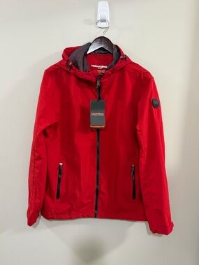 NWT Hawke & Co Red Hooded Windbreaker Jacket - Men Size Large